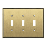 Henne Bery Soft Modern Decorative Wall Plate Switch Plate Outlet Cover (Triple Toggle, Antique Brass)