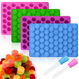 Palksky Round Candy Mold, 4PCS 220 Cavities Mini Cylinder Silicone Molds for Hard Candy, Gummy, Chocolate, Mint, Fruit Snacks, N