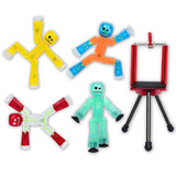 Zing Stikbot 4 Pack with Tripod, Set of 4 Stikbot Collectable Action Figures and Mobile Phone Tripod, Create Stop Motion Animati