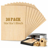 Juexica 30 Pcs 16 X 16x 1/8 Basswood Craft Sheets, 3mm Plywood Board Wood Thin Sheets for Arts Crafts Woodworking Scroll Sawing