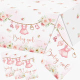 Lenyunge 3 Pack Baby Shower Tablecloth Decoration,Floral Baby Girl Baby Shower Decoration Waterproof Pink Flower Baby Shower Tab