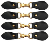 Pu Leather (Black) Clasp Belt Buckle Toggle Button For Bag Sweater Jacket Diy Used Pack Of 4