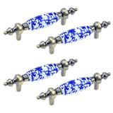 MY MIRONEY 3 Holes Center to Center Blue and White Porcelain Drawer Knob Blue Flower Knobs Hardware Blue Floral Cabinet Pulls Ce