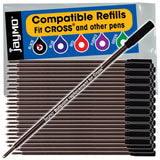 Jaymo 48 Black Cross Compatible Ballpoint Pen Refills. Smooth Writing German Ink and 1mm Medium Tip. #8513