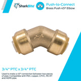 Push Elbw 45D3/4X3/4 Sb (Pack Of 1)