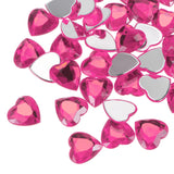 MECCANIXITY 60 Pcs Acrylic Heart Rhinestone 15mm Flat Back Plastic Gems Jewelry Stickers for Craft Bead Face Painting Costume Je