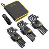 AMTOVL 27PCS Allen Key Set - Metric & SAE Wrench Set, Extra Long Ball & Star End Hex Keys with T-Handle & Color Coding for Bicyc