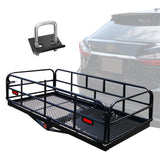 OKLEAD 500 Lbs Heavy Duty Hitch Mount Cargo Carrier 60 x 24 x 14.4 Folding Cargo Rack Rear Luggage Basket Fits 2 Receiver for Ca