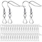 Hypoallergenic Earring Hooks,50pcs Stainless Steel French Earring Hooks Wire Ear Ball Hooks with Pendant Clasp for Jewelry Earri