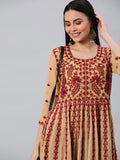 Anni Designer Women'S Georgette Chikankari Embroidered Anarkali Kurti (Kari-Beige-Sm_Xxl_Beige_Xx-Large),Beige,2XL,Georgette,Anarkali,