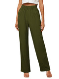 Toplot Womens High-Waisted Trousers | Tailored Wide-Leg Pants | Casual & Formal Wear | Chic And Elegant Look (Women-Trouser-5230-Olive-36),Olive,36,B0DWMMGCSR