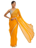 Libas Women34 Chiffon Sarees (16360_Mustard)