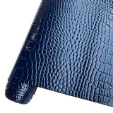 HYANG Dark Blue Glossy Embossed Crocodile Texture PU Faux Leather Roll 11.8 x 53 Very Suitable for Making Crafts, Leather Earrin