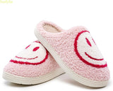soofylia Cute Smile Face Slippers for Women and Men, Soft Plush Comfy Warm Couple Slip-On House Happy Face Slippers For Winter, Non-Slip Fuzzy Flat Slides in Grey