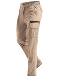 MOURCE Mens Hiking Pants 32 - Elastic Waist Lightweight Cargo Pants for Men Golf Travel Camping, Khaki 32L