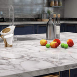 LaCheery Large Size 160 x 36 Inch Grey White Marble Contact Paper for Countertops Waterproof Wallpaper Stick and Peel Marble Cou