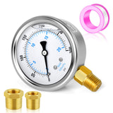 MEANLIN MEASURE 0~300Psi Stainless Steel 1/4 NPT 2.5 FACE DIAL Liquid Filled Pressure Gauge WOG Water Oil Air Lower Mount, with