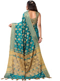 Satrani Womens Woven Cotton Blend Saree (2497Sn3016_Rama Green)