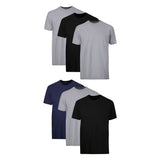 Hanes Mens Cotton, Moisturewicking Crew Tee Undershirts, Multipacks, Black/Grey/Blue Assorted 6 Pack, Medium US