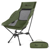 MOON LENCE High Back Folding Camping Chair, 330lbs Portable Compact Chair with Wide Seat & Ergonomic Back Support (Green)