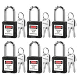 BOZZYS Lockout Tagout Locks 6-Pack|OSHA Black Loto Locks Keyed Different|2 Keys/Lock for Industrial Machinery & Electrical Panel