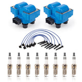 ENA Set of 2 Blue Ignition Coil with 8 Platinum Spark Plug and Blue Wire Set Compatible with Ford Crown Victoria E-150 F-150 F-2