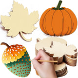 Wooden Pumpkins Ornaments Unfinished Thanksgiving Wooden Cutouts Ornament Maple Leaf Acorn Pumpkins Shape Unfinished Woodens Orn