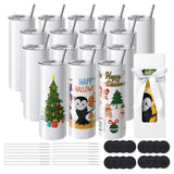 VEVOR 16 Pack Sublimation Tumblers 20oz Skinny Straight, Stainless Steel Sublimation Tumblers Blank, Stainless Steel Double Wall