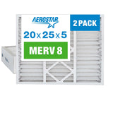 Aerostar 20x25x5 MERV 8 - 2 Count - High Efficiency Pleated HVAC, Furnace & Air Conditioner Filters - Removes Dust, Lint, Mold &