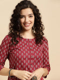 Rangita Women'S Rayon Straight Kurti, Red, 44