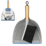 Miss Eir Handheld Dustpan and Brush Set, Small Bamboo Broom with Flagged PET Bristles, Soft Rubber Lip Dustpan & Hanging Loop fo