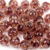 20 PCS Purple Luminous Glass Beads 8mm Making Glow in The Dark Beads Gold Sand Round Loose Beads DIY Craft Necklace give Away Cr