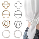 Pmeixcy 8Pcs Scarf Ring Clip,Pearl Scarf Ring Buckle Clips,Circle TShirt Ties Rings,Fashion Metal Circle Clip For Women Clothin