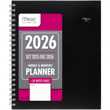 Mead 2026 Planner, Weekly & Monthly, 15-Month, 8-1/2 x 11, Large, Basic, Black (CRW6200526)