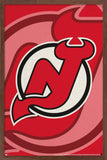Trends International NHL New Jersey Devils - Logo 14 Wall Poster, 22.375 x 34, Mahogany Framed Version