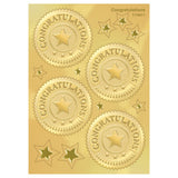 Congratulations (Gold) Award Seals Stickers 4 stickers per sheet, 8 sheets