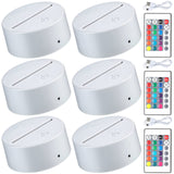 6 Pieces 3D Night LED Light Lamp Base 16 Colors LED Display Base with Remote Control and USB Cable, Christmas Light Lamp Display