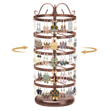 MODOWEY Rotating Earring Holder Organizer Stand, 5 Tiers Metal Tree, Bronze