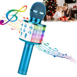 ShinePick Karaoke Microphone, 4 in 1 Wireless Microphone with LED Lights Handheld Portable Karaoke Machine, Home KTV Player, Com