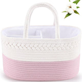 kamuavni Cotton Rope Diaper Caddy Organizer, Nursery Storage Bin and Car Organizer for Diapers and Baby Wipes,Changing Table Bab