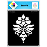SWAGSTATION Floral Vignette Damask Stencil for Painting and Craft, 6 x 6 Inch Reusable Plastic Template for Wall Art, Texture Pa