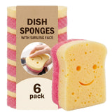 6Pack | DualSided TemperatureControlled Scrub Dish Sponges | ScratchFree