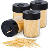 Urbanstrive 4 Pack 1600 Count Premium Bamboo Toothpicks in Toothpick Holder Dispenser for for Teeth Cleaning, Appetizer, Olive,