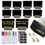 20 Pack Mini Chalkboard Signs for Food Buffet Table Reusable Catering Labels with 10 PCS Wooden Rustic Stands, Party Buffet Food