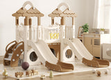 XJD 9 in 1 Toddler Slide, Jungle Double Slide Playset with Basketball Hoop, Tunnel and Storage Space, Outdoor Indoor Slide for T