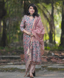 Anni Designer Women'S Cotton Blend Printed Straight Kurta With Pant & Dupatta (Moringa Green-Jl_L_Green_Large),Green,L,,,