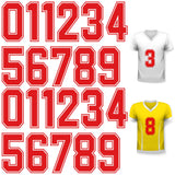 WILLBOND 24 Pcs Iron on Numbers, Jersey Heat Transfer Numbers 0 to 9 for Team Uniform T-Shirt Football Basketball Baseball(Red w