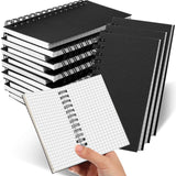 Jutom 12 Pcs Small Graph Paper Notebook Mini Black Sketchbook