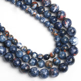 Yochus 60pcs Rain Jasper Round Smooth Stone Beads for Bracelet Making