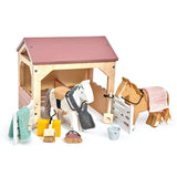 Tender Leaf Toys - The Stables - 13 Pcs Imaginative Horse Stables Play Set with and Accessories - Animal Learning Pretend Play a